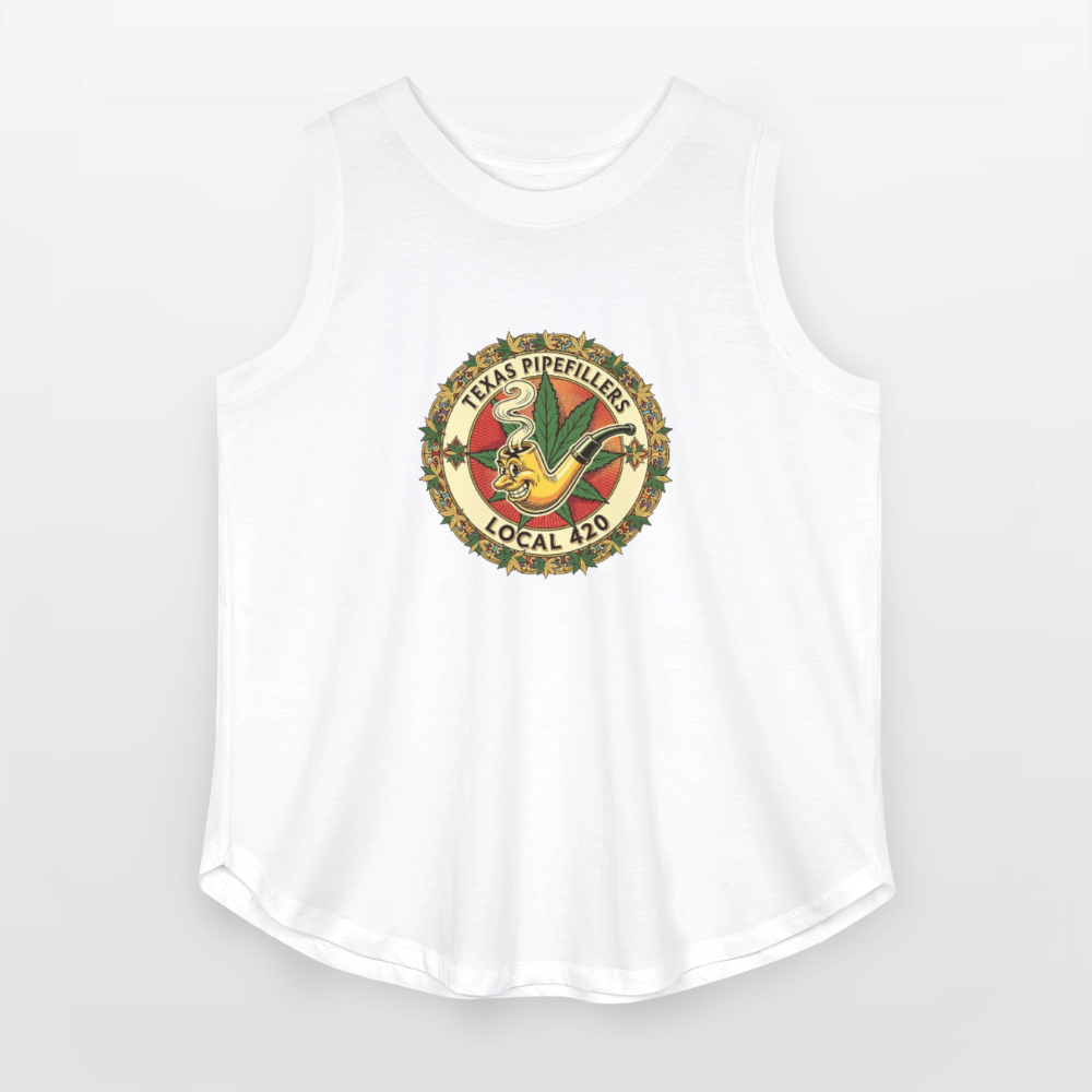 TEXAS PIPEFILLERS LOCAL 420 Women's Curvy Relaxed Tank Top - white