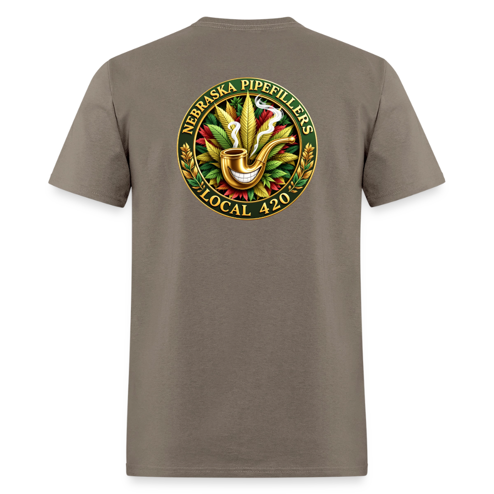 NEBRASKA PIPEFILLERS LOCAL 420 F/B DESIGNS Men's T-Shirt - safari