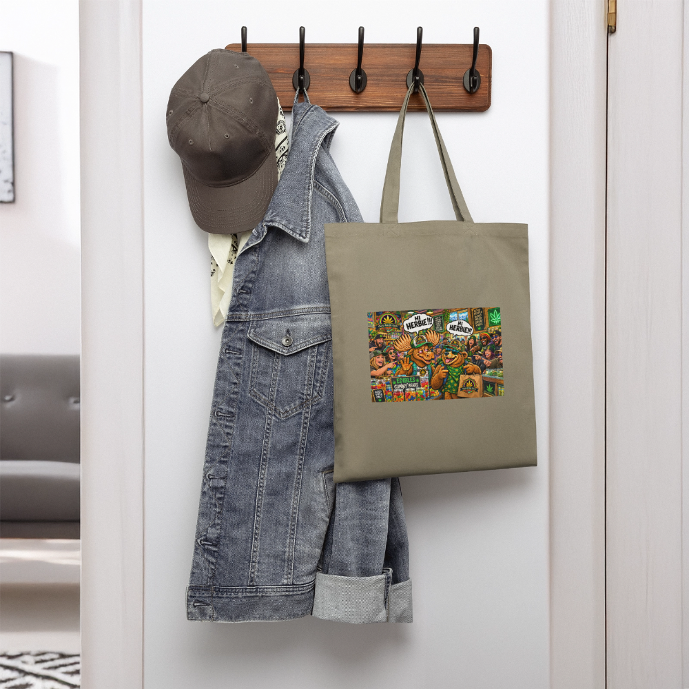 HERBIE HERBIVORE GURU GANJA GARB "GUMMIES" Tote Bag - khaki