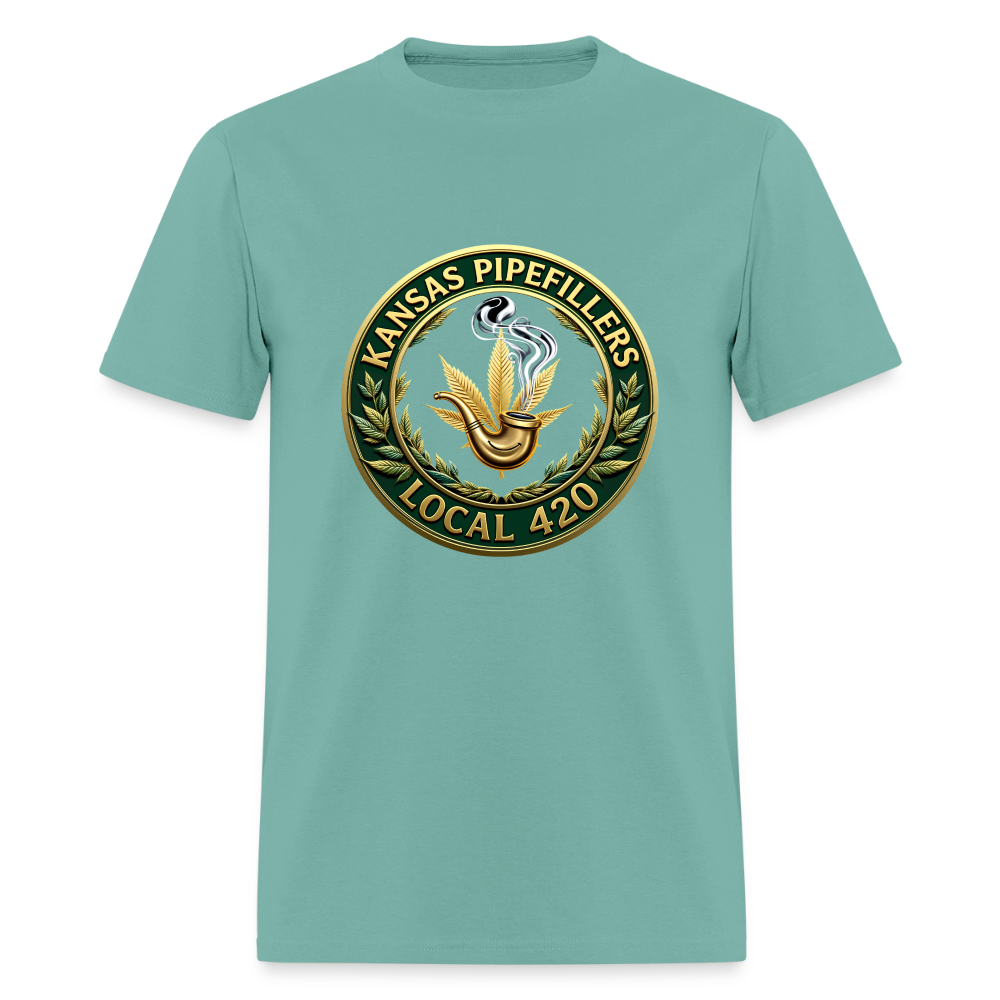 KANSAS PIPEFILLERS LOCAL 420 F/B DESIGNS Men's T-Shirt - aquatic