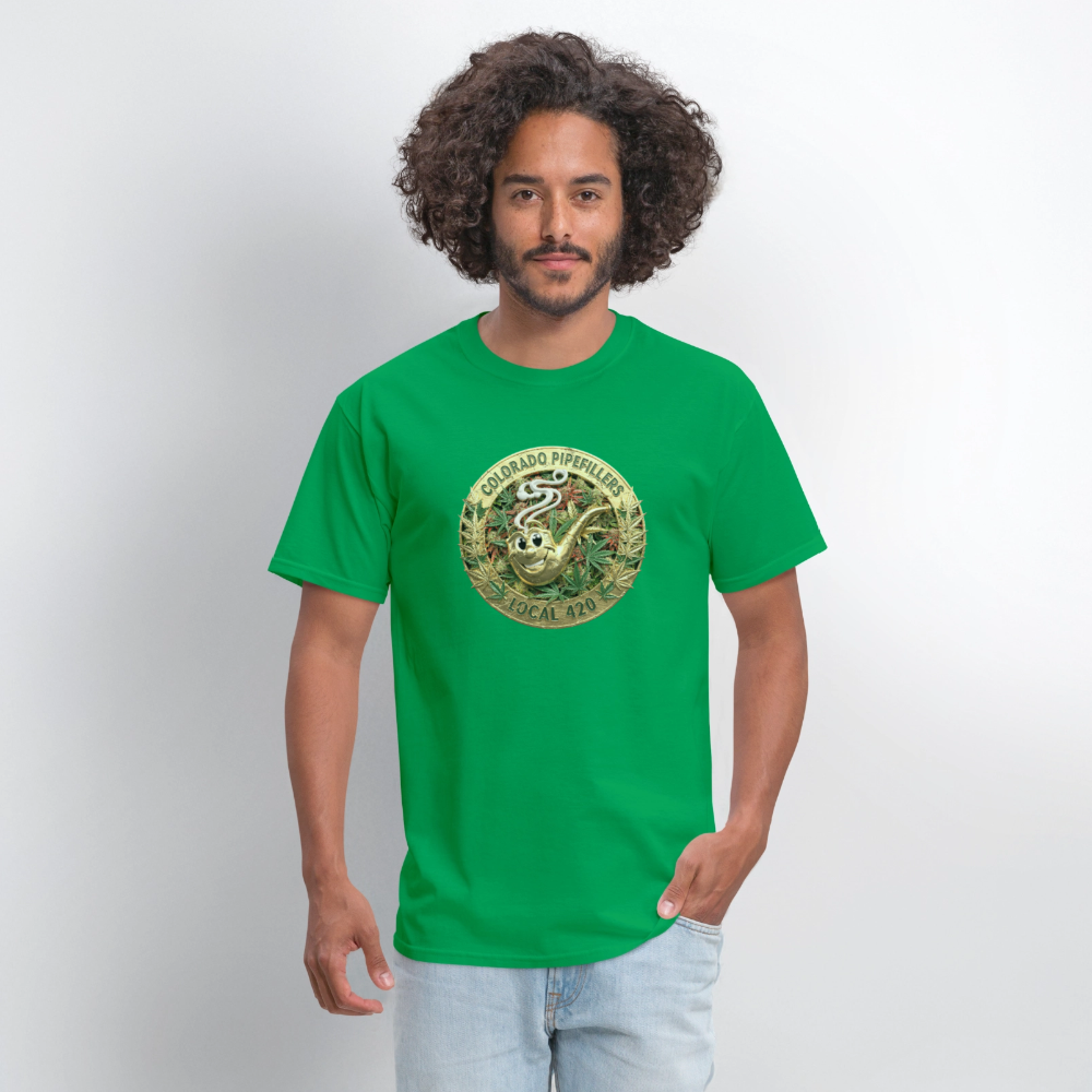 COLORADO PIPEFILLERS LOCAL 420 Men's T-Shirt - bright green