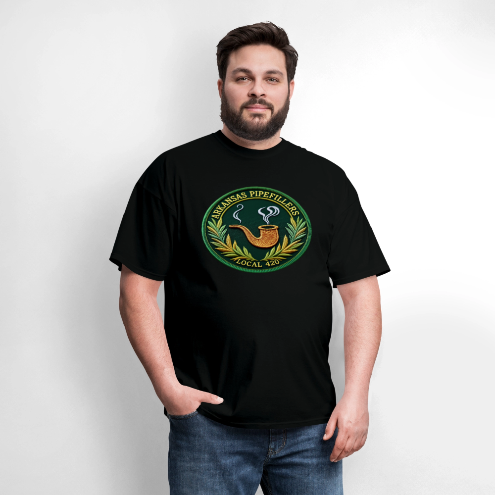 ARKANSAS PIPEFILLERS LOCAL 420 F/B EMBLEMS  Men's T-Shirt - black