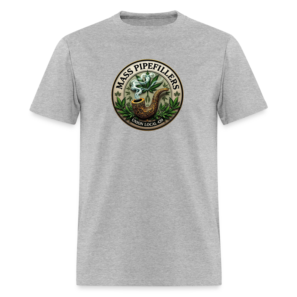 MASS PIPEFILLERS LOCAL 420 2 EMBLEM Men's T-Shirt - heather gray