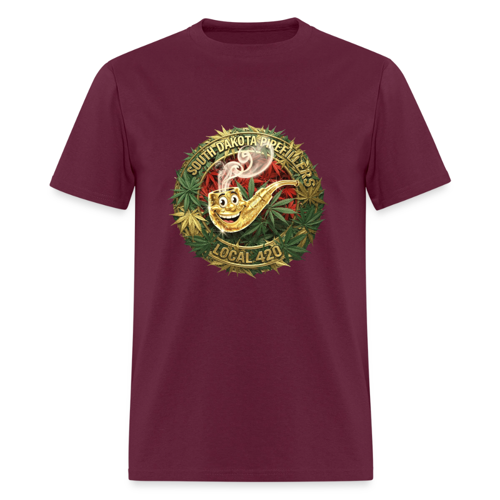 SOUTH DAKOTA PIPEFILLERS LOCAL 420  F/B DESIGN Men's T-Shirt - burgundy