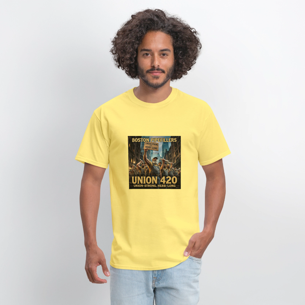 NEW ENGLAND PIPEFILLERS UNION 420 Men's T-Shirt - cornsilk