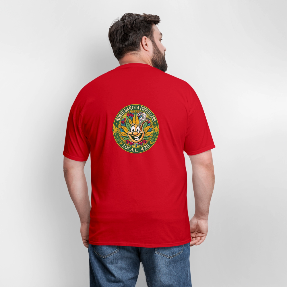 NORTH DAKOTA PIPEFILLERS LOCAL 420 F/B 2 DESIGNS Men's T-Shirt - red