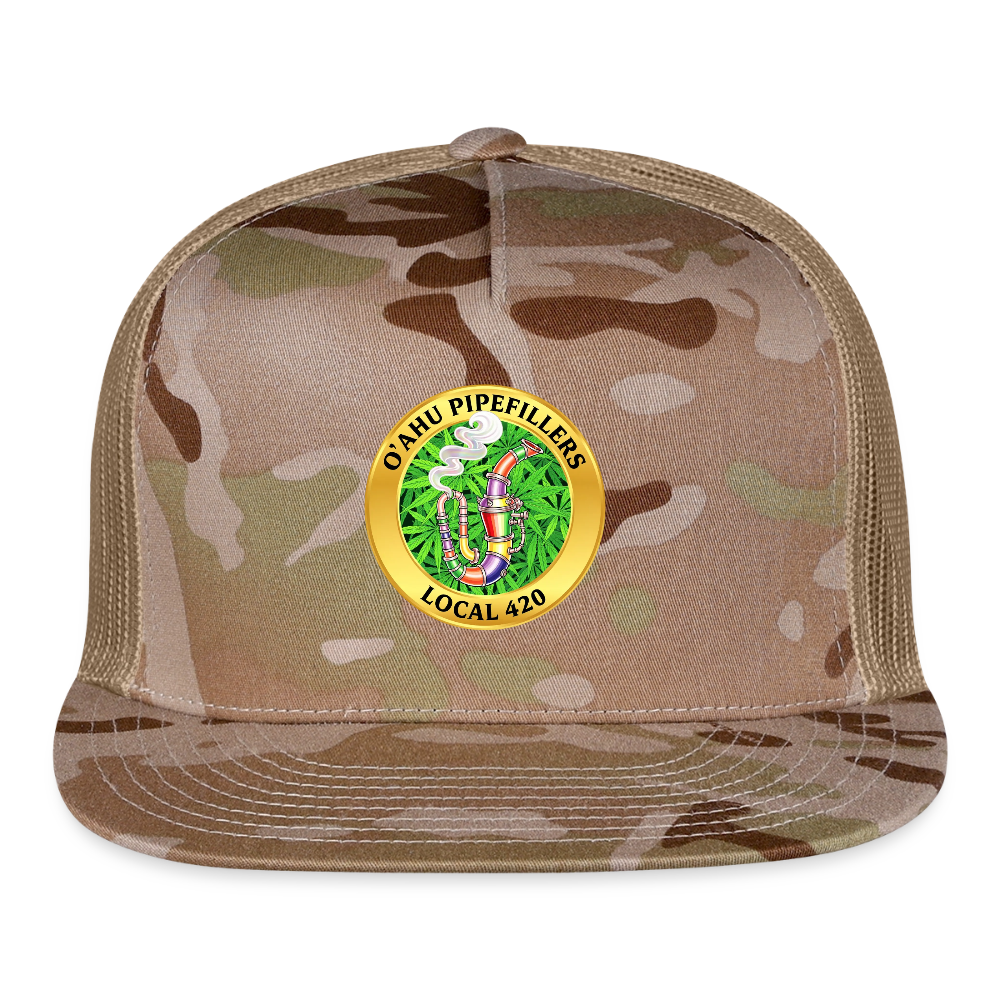 O'AHU PIPEFILLERS LOCAL 420 CAMO Trucker Hat - MultiCam\tan