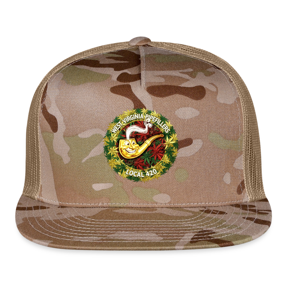 WEST VIRGINIA PIPIEFILLERS LOCAL 420 CAMO Trucker Hat - MultiCam\tan