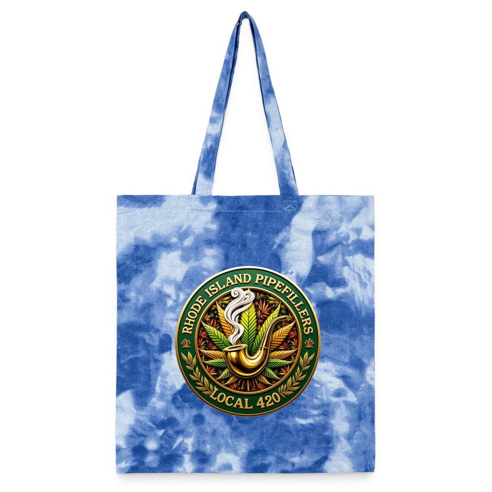 RHODE ISLAND PIPEFILLERS LOCAL 420 Tie Dye Tote Bag - cloudy blue