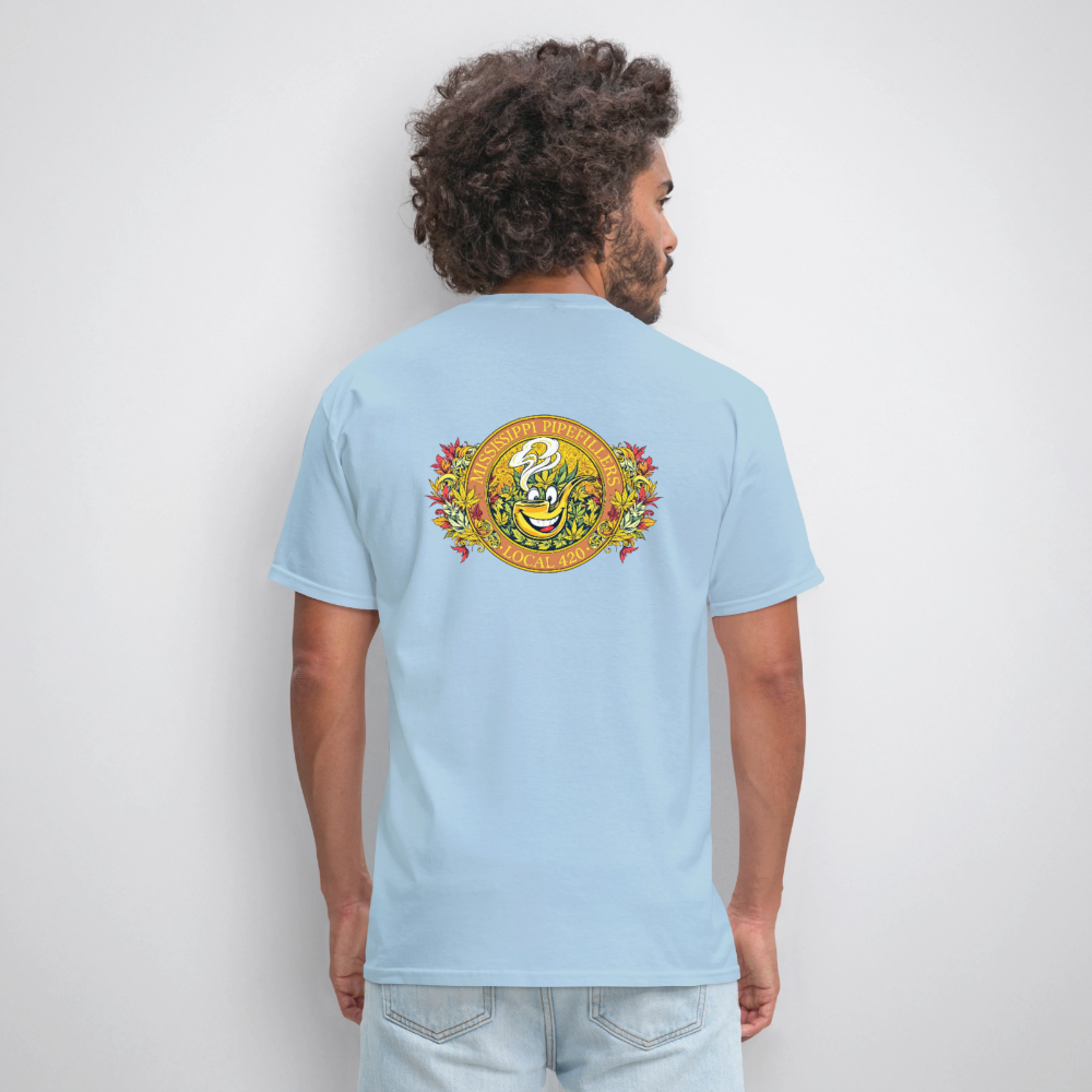 MISSISSIPPI PIPEFILLERS LOCAL 420 F/B DESIGNS Men's T-Shirt - powder blue