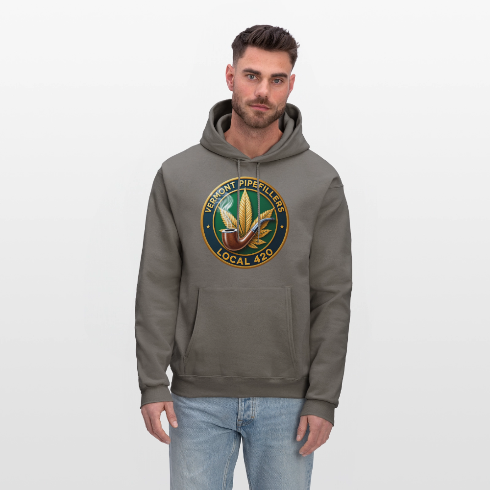 VERMONT PIPEFILLERS LOCAL 420 2 EMBLEM Men's Hoodie - asphalt gray