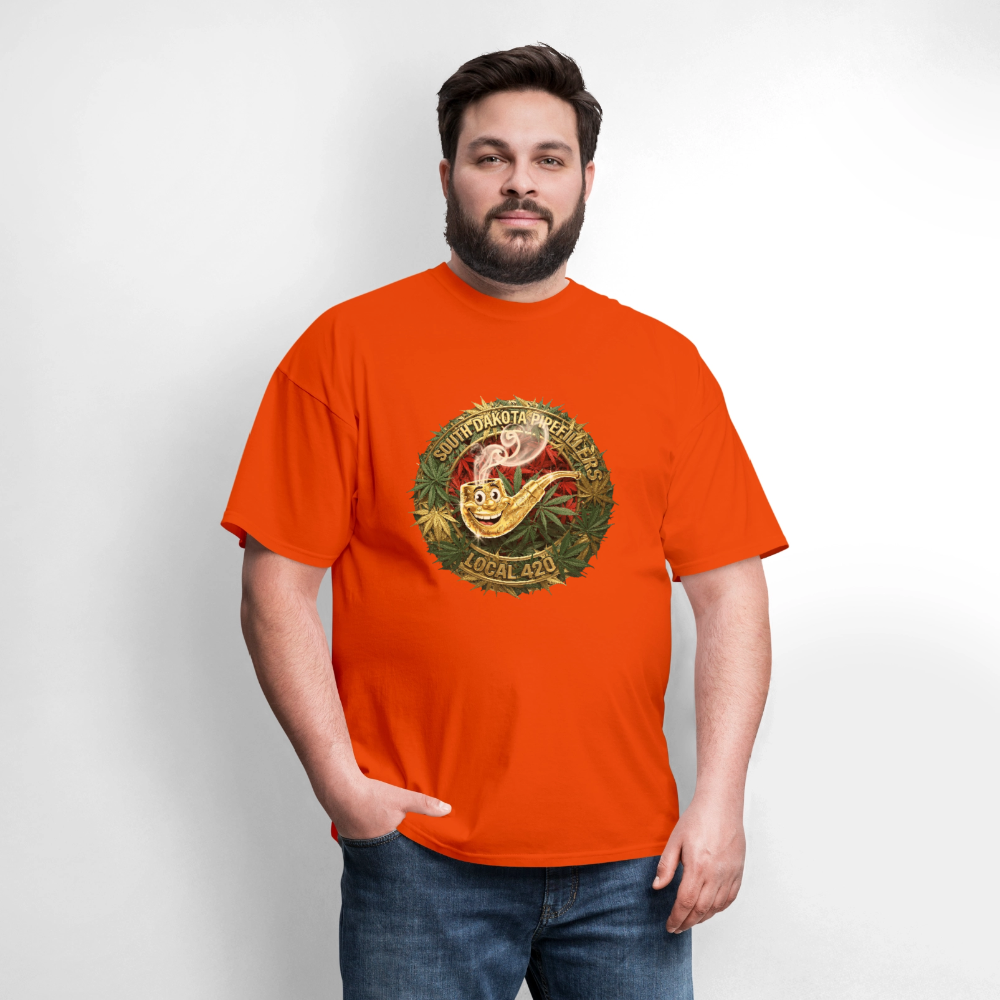 SOUTH DAKOTA PIPEFILLERS LOCAL 420  F/B DESIGN Men's T-Shirt - orange