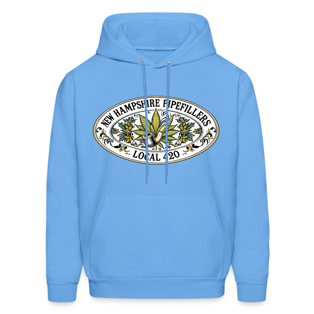 NEW HAMPSHIRE PIPEFILLERS LOCAL 420 2 EMBLEM Men's Hoodie - carolina blue