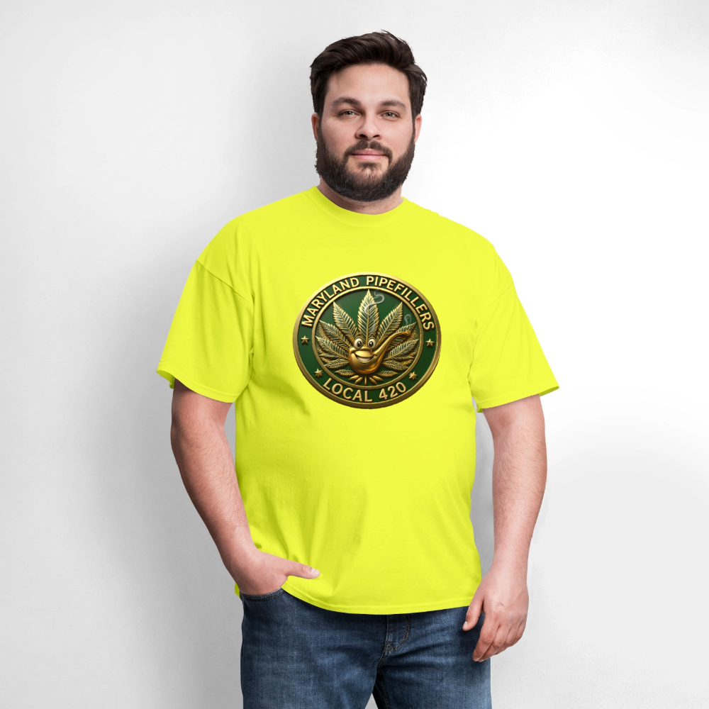 MARYLAND PIPEFILLERS LOCAL 420 Men's T-Shirt - safety green