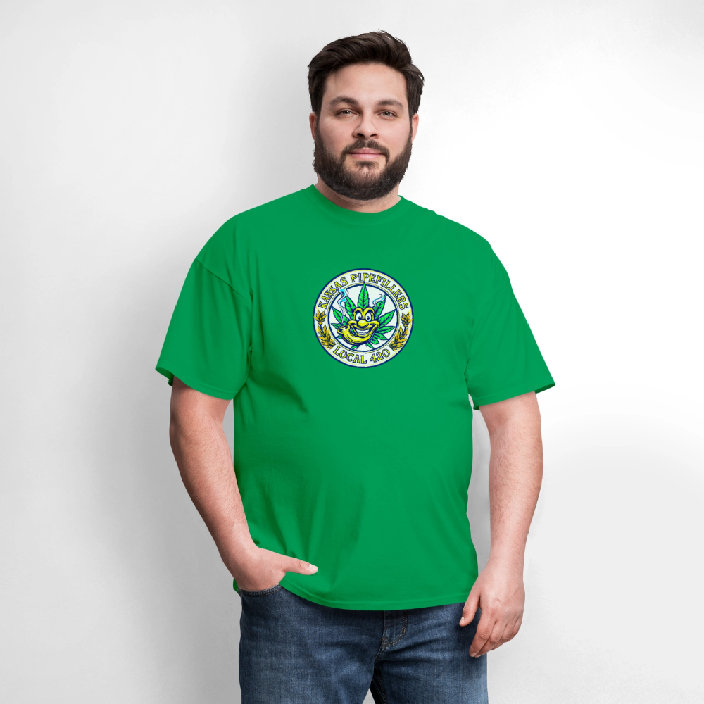 KANSAS PIPEFILLERS LOCAL 420 F/B DESIGNS Men's T-Shirt - bright green