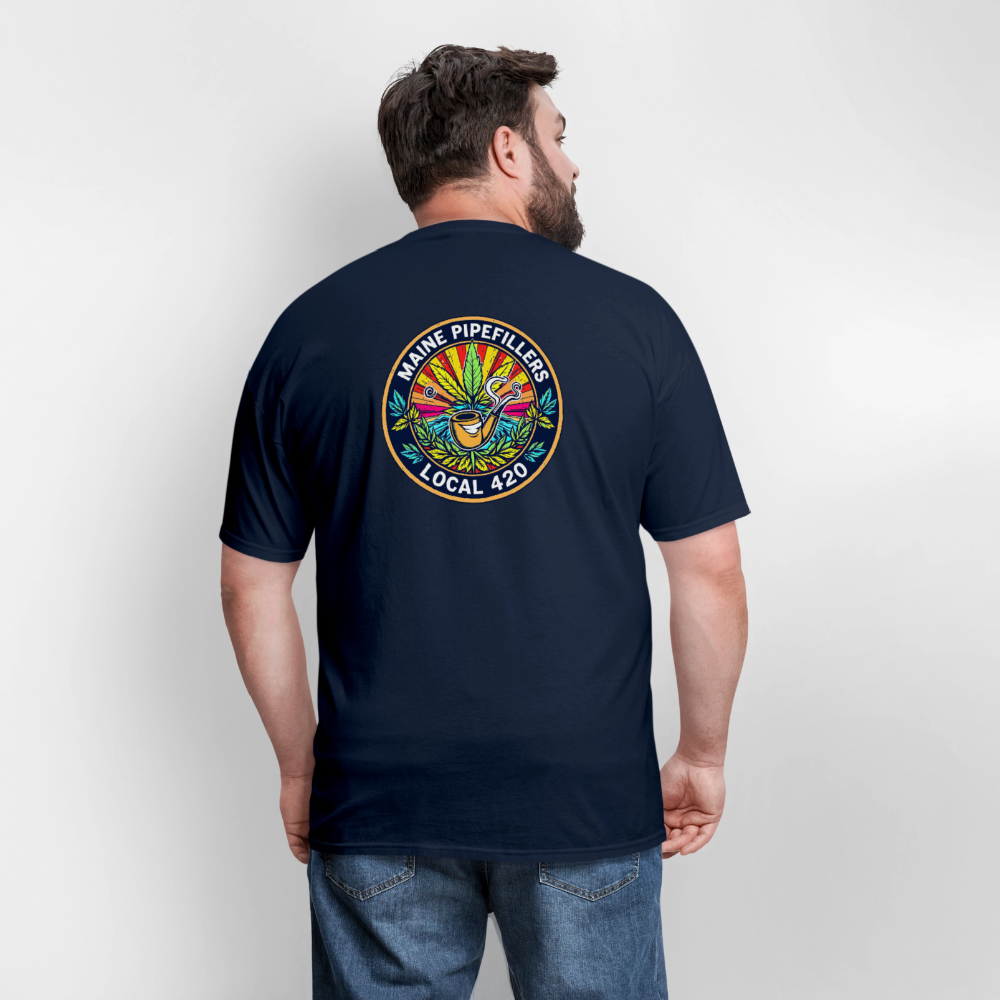 MAINE PIPEFILLERS LOCAL 420 2 EMBLEM Men's T-Shirt - navy