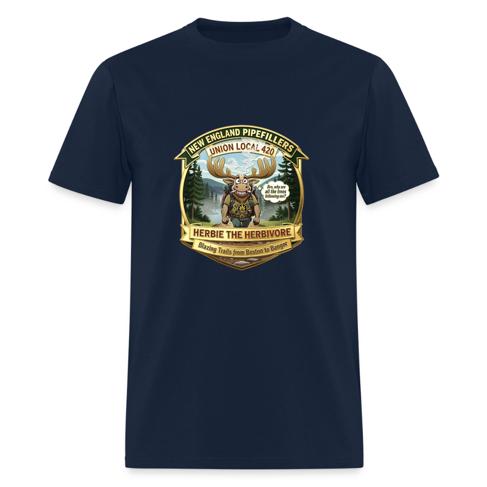 NEW ENGLAND PIPEFILLERS UNION LOCAL 420 "HERBIE THE HERBIVORE" Men's T-Shirt - navy