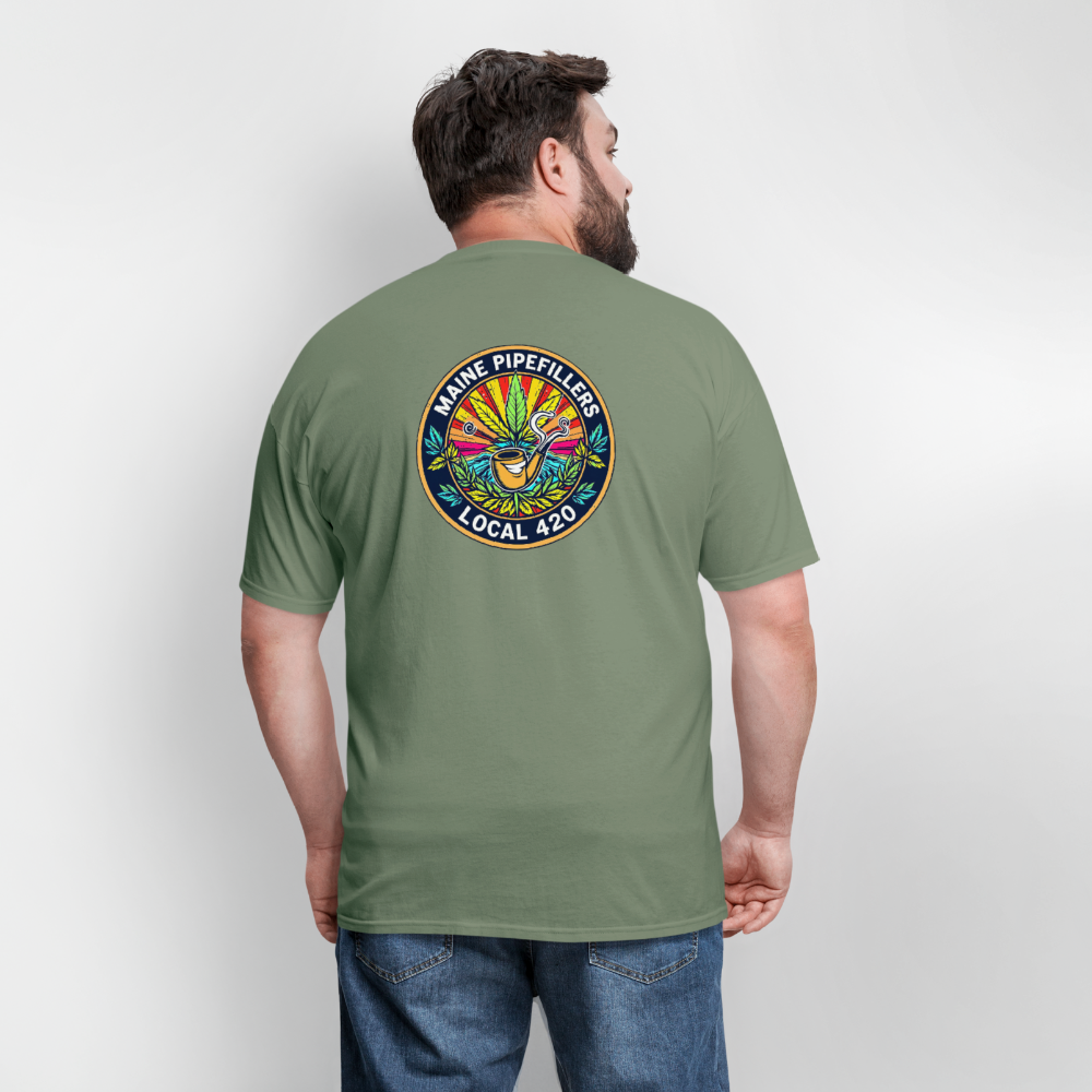 MAINE PIPEFILLERS LOCAL 420 2 EMBLEM Men's T-Shirt - military green