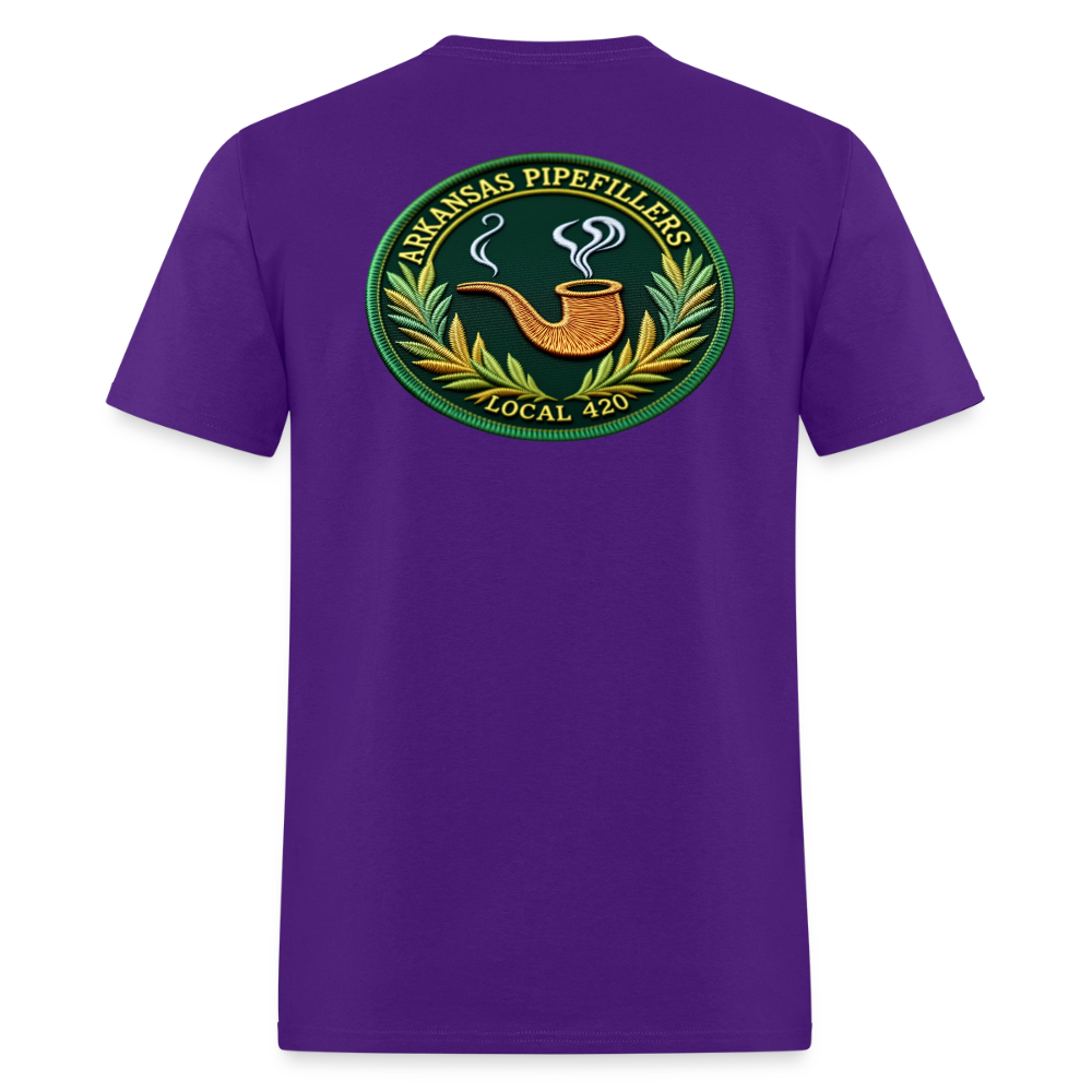 ARKANSAS PIPEFILLERS LOCAL 420 F/B EMBLEMS  Men's T-Shirt - purple