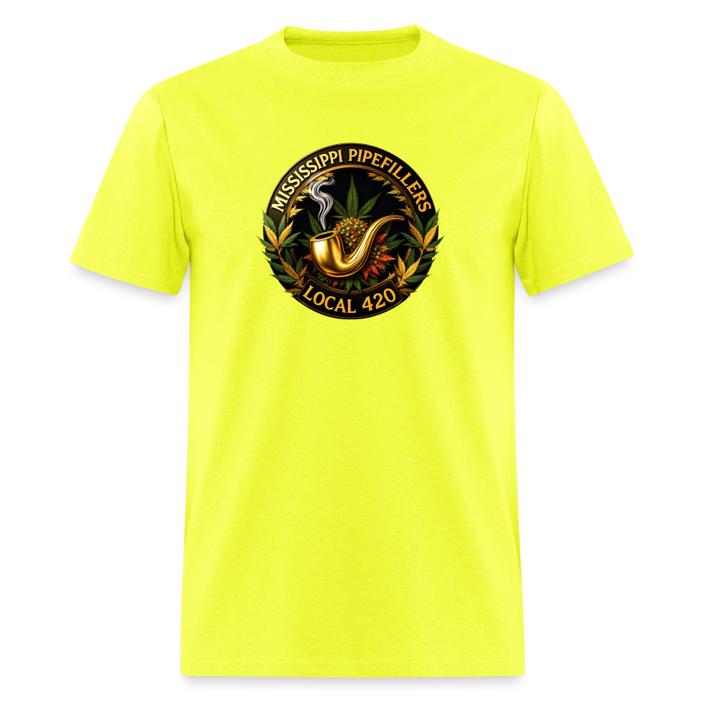MISSISSIPPI PIPEFILLERS LOCAL 420 Men's T-Shirt - safety green