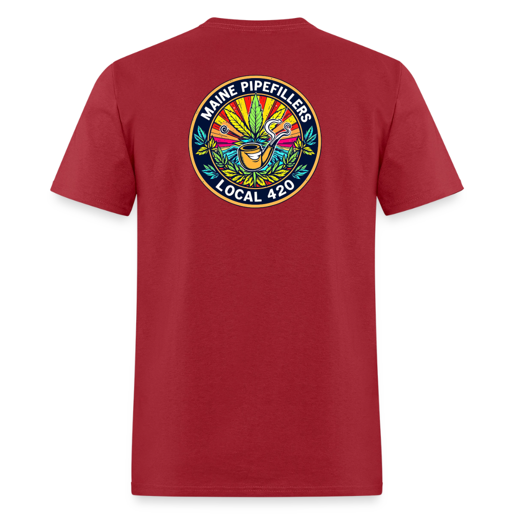 MAINE PIPEFILLERS LOCAL 420 2 EMBLEM Men's T-Shirt - true red