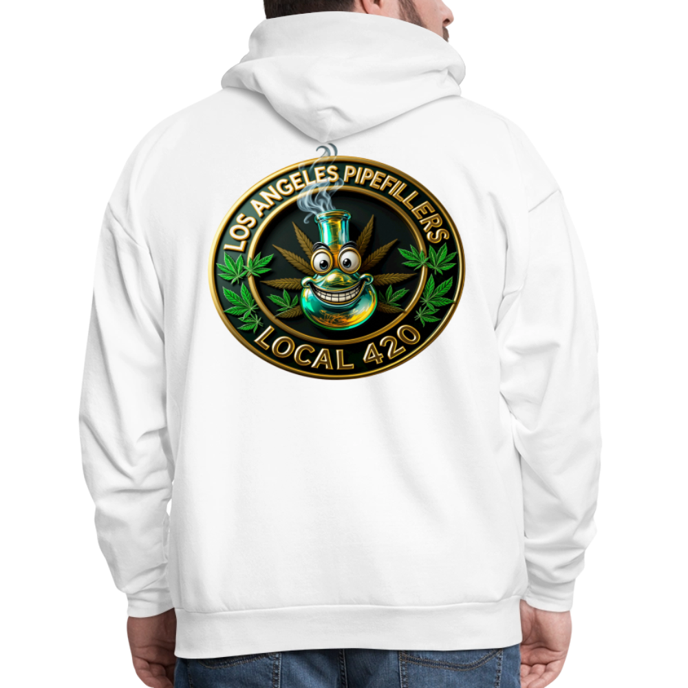 LOS ANGLES PIPEFILLERS LOCAL 420 2 EMBLEM Men's Hoodie - white