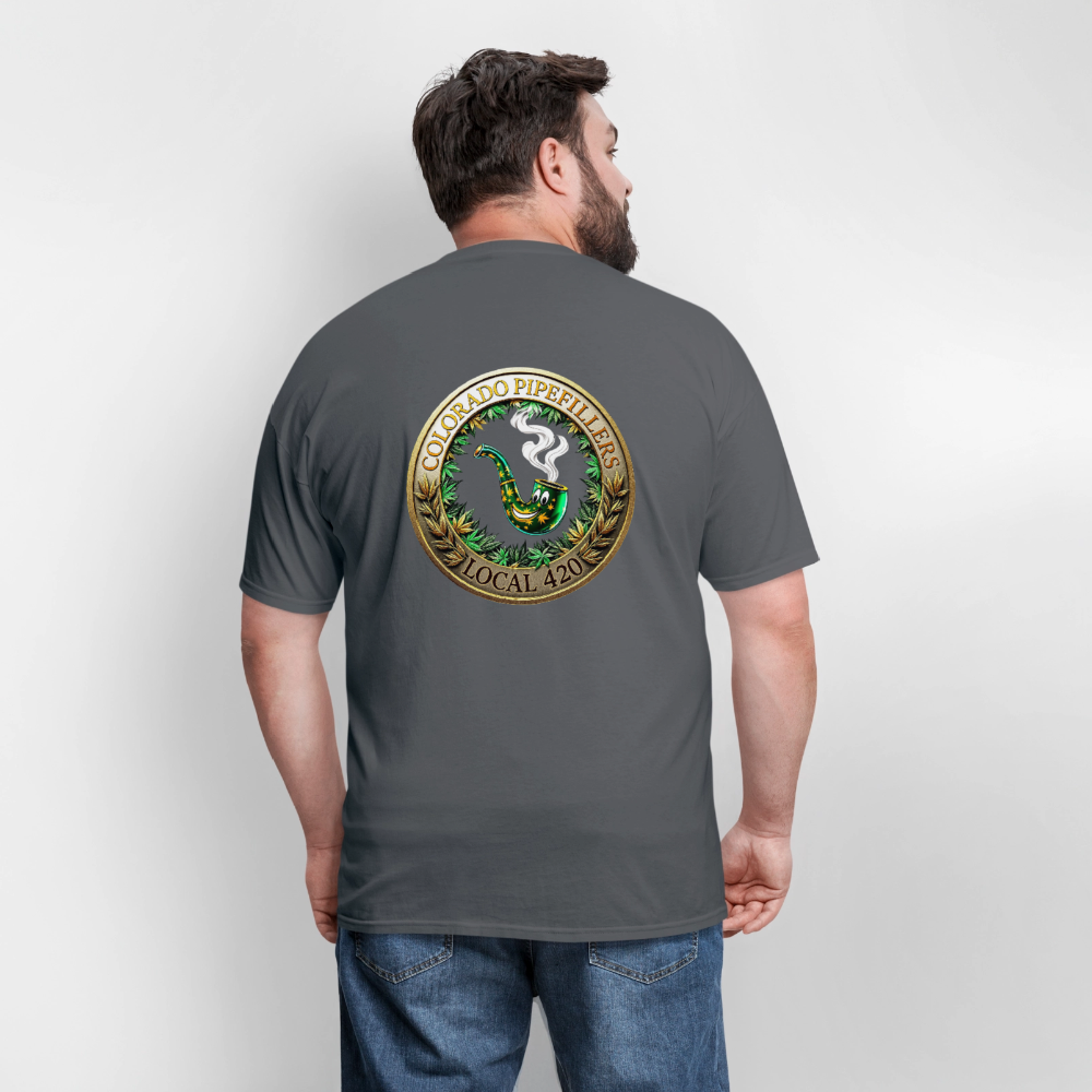 COLORADO PIPEFILLERS LOCAL 420 F/B EMBLEMS Men's T-Shirt - charcoal