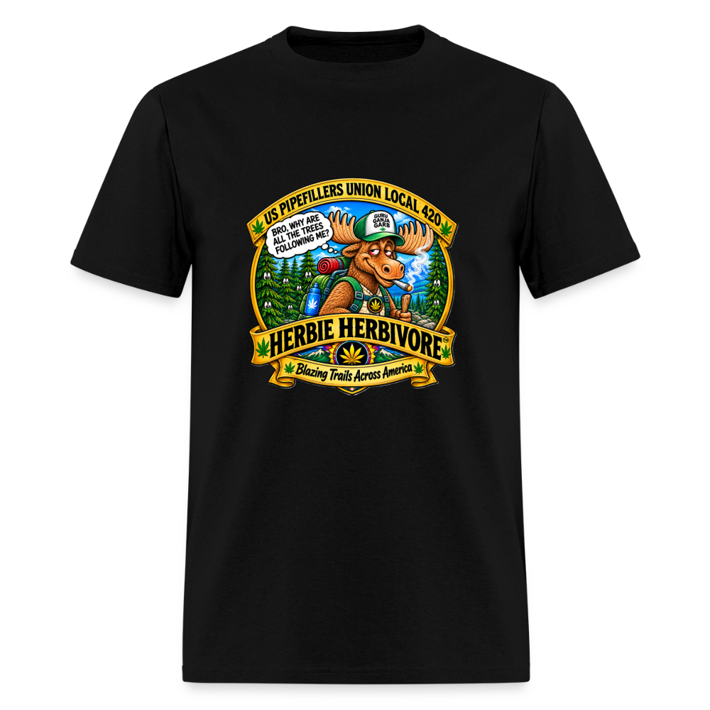 HERBIE HERBIVOR"BRO" US PIPEFILLERS LOCAL 420 Soft Cotton Tee - black