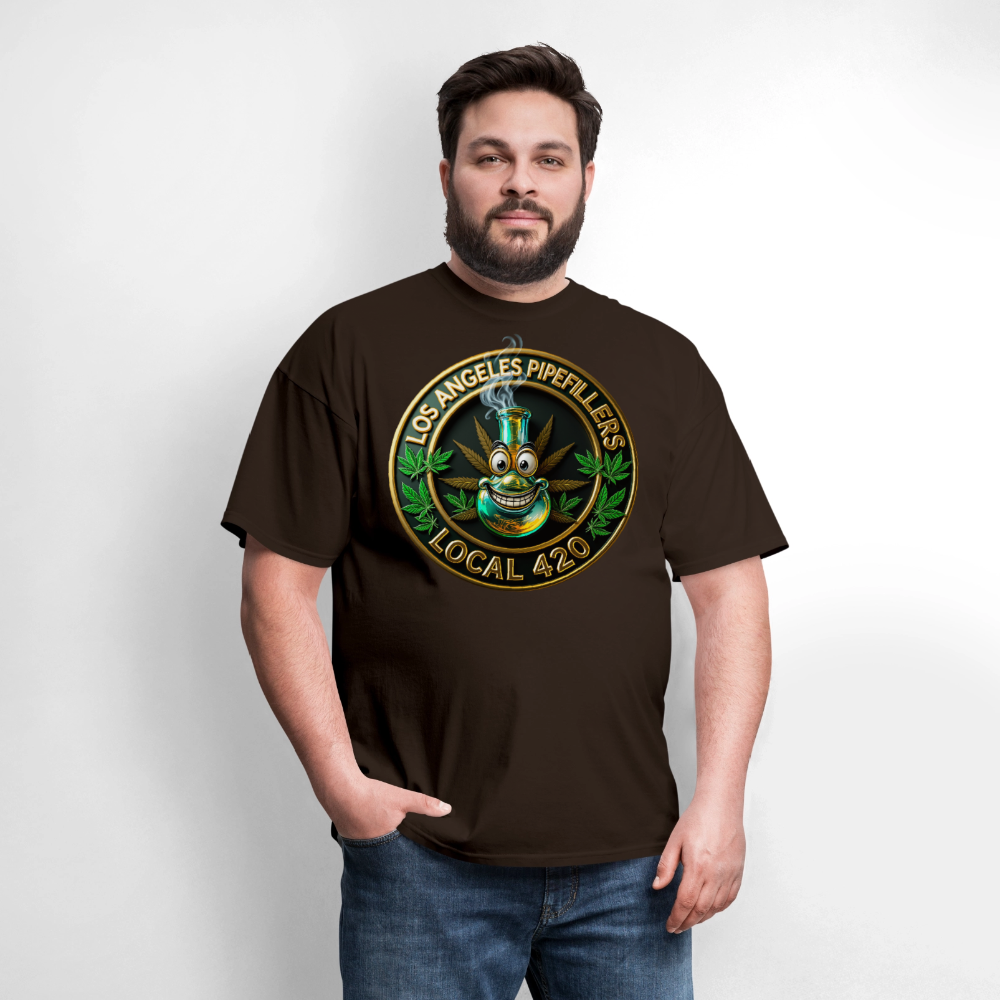 LOS ANGLES PIPEFILLERS LOCAL 420 Men's T-Shirt - brown