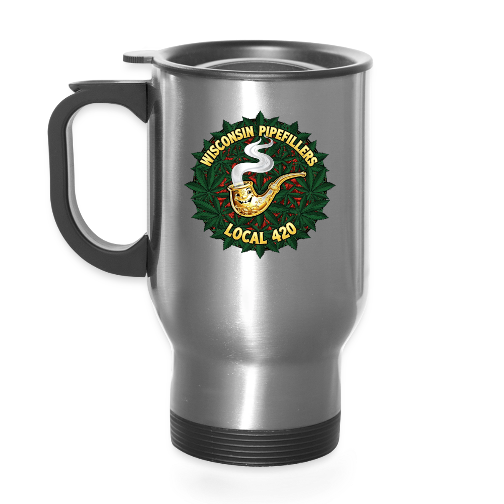 WISCONSIN PIPEFILLERS LOCAL 420 14oz Stainless Steel Travel Mug - silver