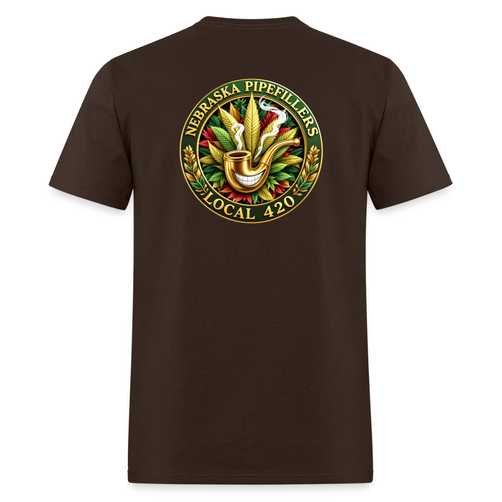 NEBRASKA PIPEFILLERS LOCAL 420 F/B DESIGNS Men's T-Shirt - brown