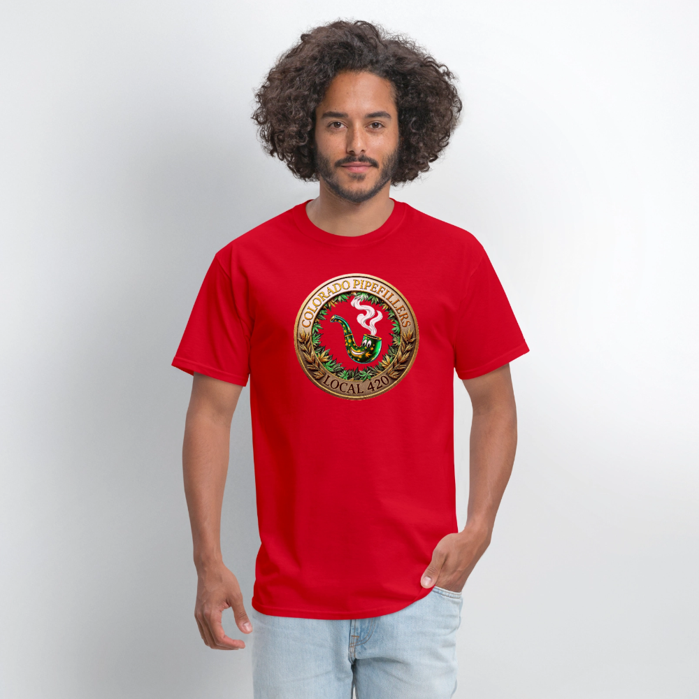 COLORADO PIPEFILLERS LOCAL 420 F/B EMBLEMS Men's T-Shirt - red