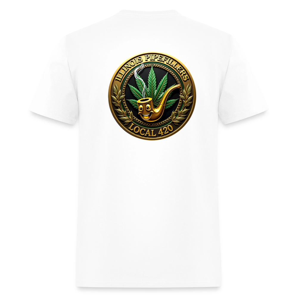 ILLINOIS PIPEFILLERS LOCAL 420 F/B EMBLEMS Men's T-Shirt - white