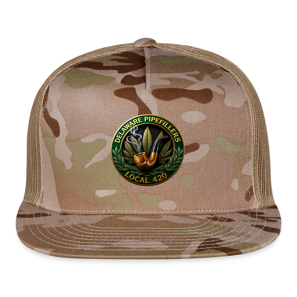DELAWARE  PIPEFILLERS LOCAL 420 CAMO Trucker Hat - MultiCam\tan