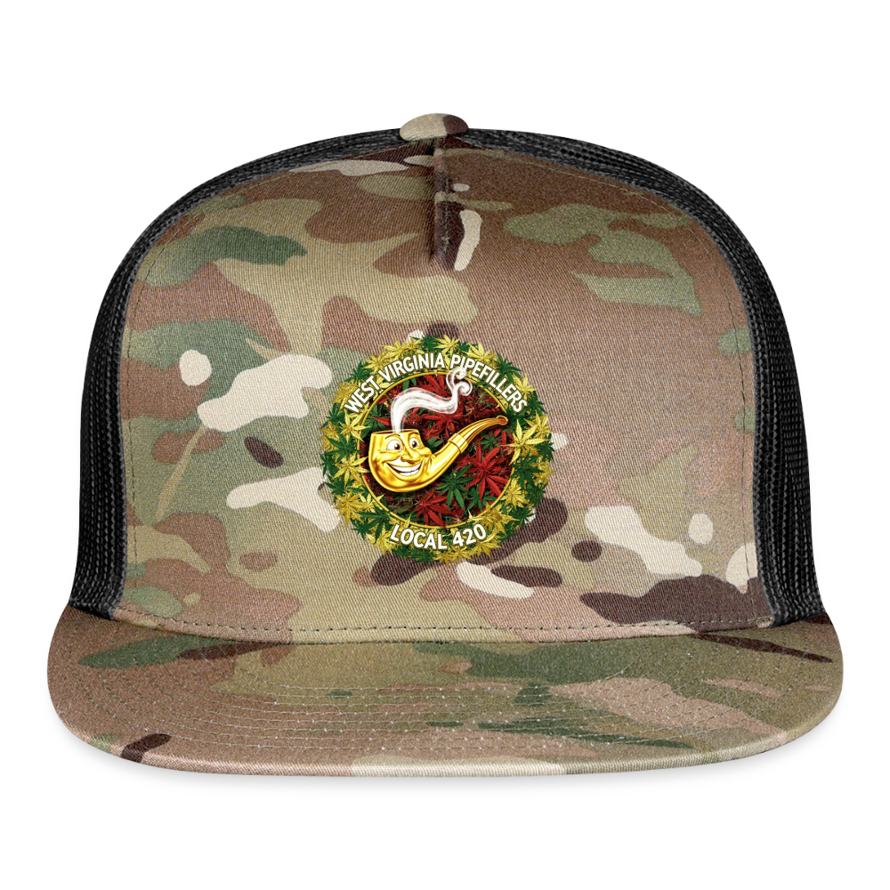 WEST VIRGINIA PIPIEFILLERS LOCAL 420 CAMO Trucker Hat - MultiCam\black