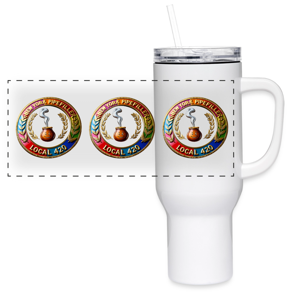 NEW YORK PIPEFILLERS LOCAL 420 40oz Stainless Steel Travel Tumbler - white