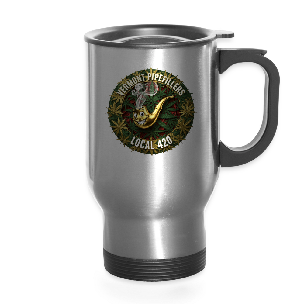 VERMONT PIPEFILLERS LOCAL 420 14oz Stainless Steel Travel Mug - silver