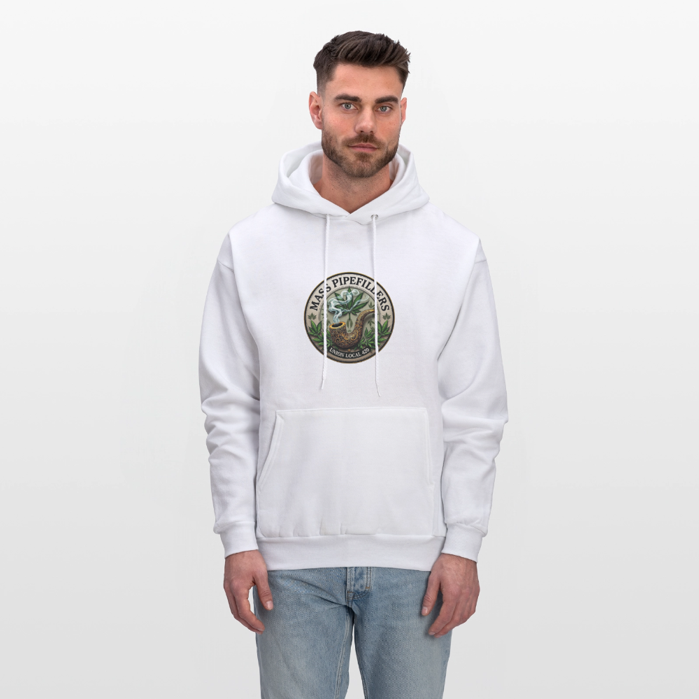 MASS PIPEFILLERS LOCAL 420 2 EMBLEM Men's Hoodie - white