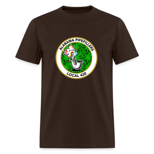 ALABAMA -PIPEFILLERS LOCAL 420 F/B EMBLEMS Men's T-Shirt - brown
