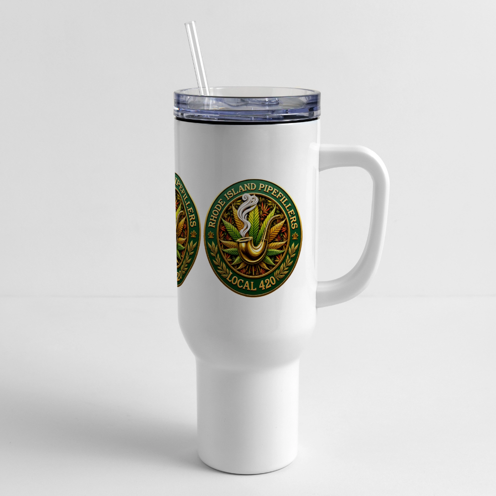 RHODE ISLAND PIPEFILLERS LOCAL 420 40oz Stainless Steel  Travel Tumbler - white