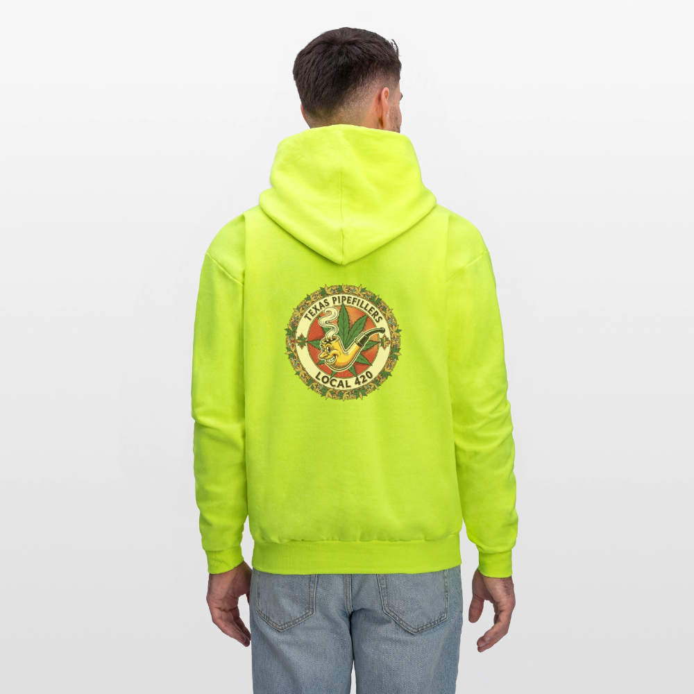 TEXAS PIPEFILLERS LOCAL 420 F/B DESIGN Men's Hoodie - safety green