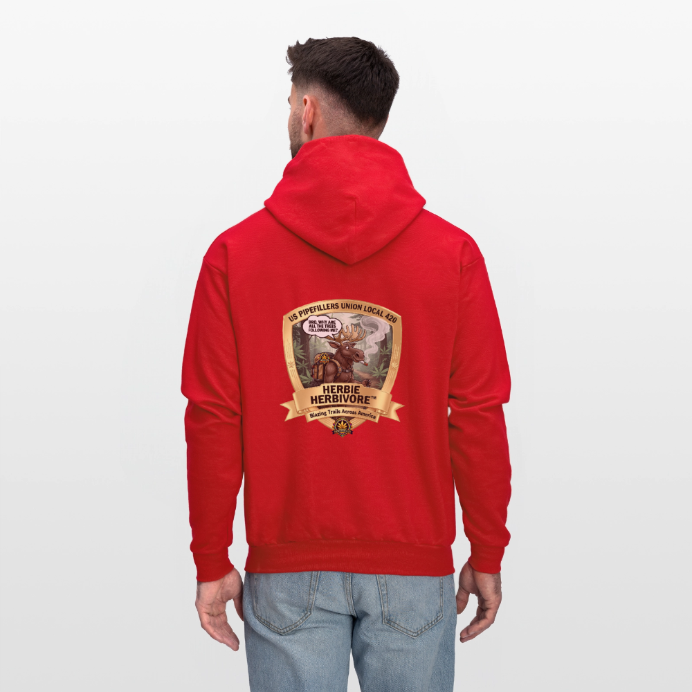 NEW ENGLAND PIPEFILLERS LOCAL 420 HERBIE HERBIVORE F/B EMBLEMS Men's Hoodie - red