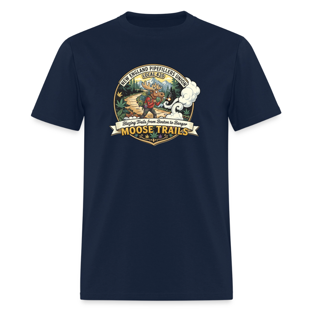 NEW ENGLAND PIPEFILLERS LOCAL 420 "MOOSE TRAILS" F/B EMBLEMS Men's T-Shirt 00 - navy
