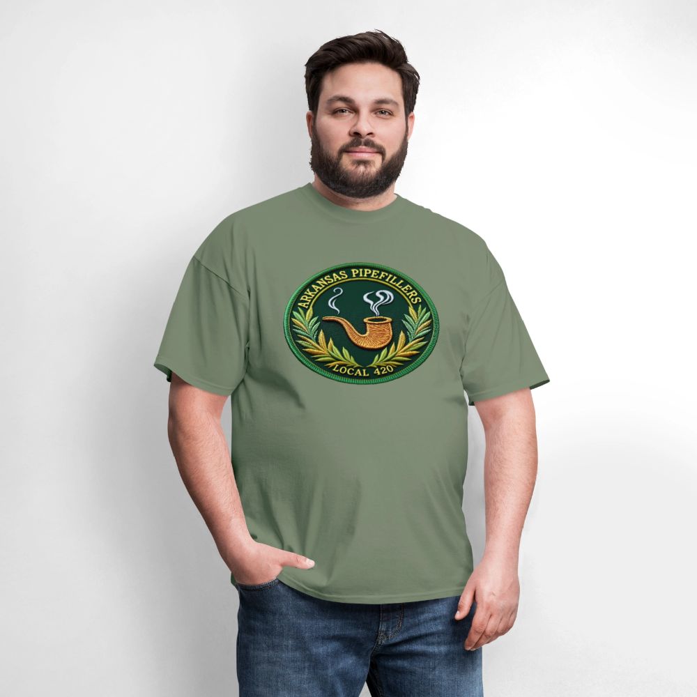 ARKANSAS PIPEFILLERS LOCAL 420 F/B EMBLEMS  Men's T-Shirt - military green