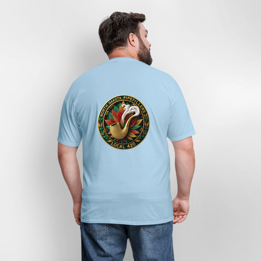 NORTH DAKOTA PIPEFILLERS LOCAL 420 F/B DESIGNS Men's T-Shirt - powder blue
