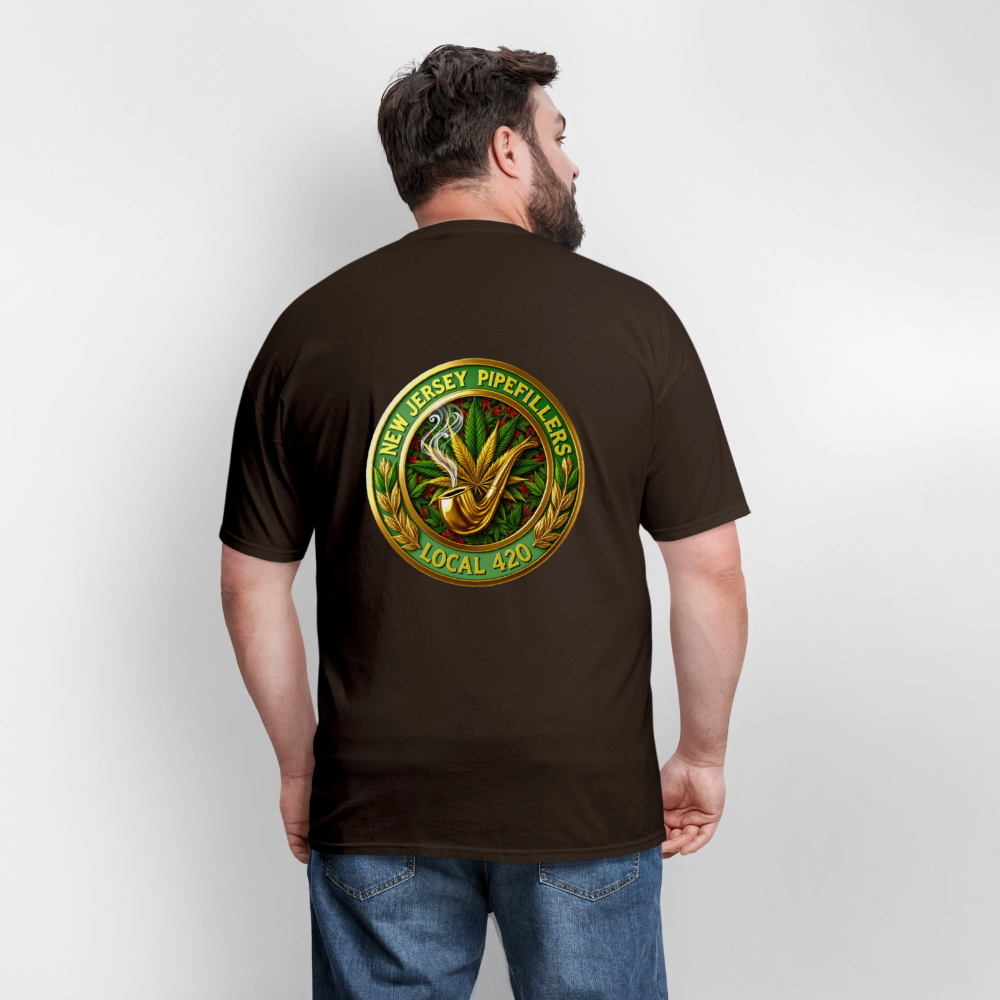 NEW JERSEY PIPEFILLERS LOCAL 420 F/B DESIGN Men's T-Shirt - brown