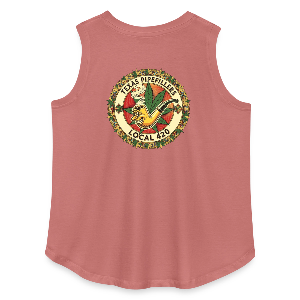 TEXAS PIPEFILLERS LOCAL 420 F/B DESIGN Women's Curvy Relaxed Tank Top - mauve