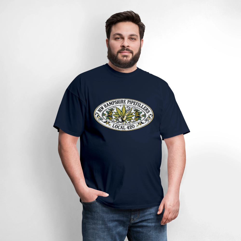 NEW HAMPSHIRE PIPEFILLERS LOCAL 420 2 EMBLEM Men's T-Shirt - navy