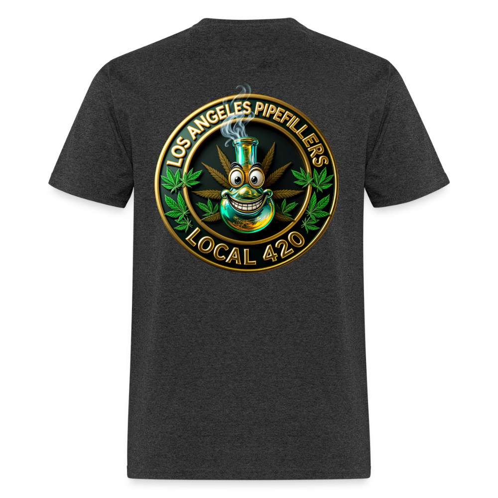 LOS ANGELES PIPEFILLERS LOCAL 420 F/B DESIGNS Men's T-Shirt - heather black