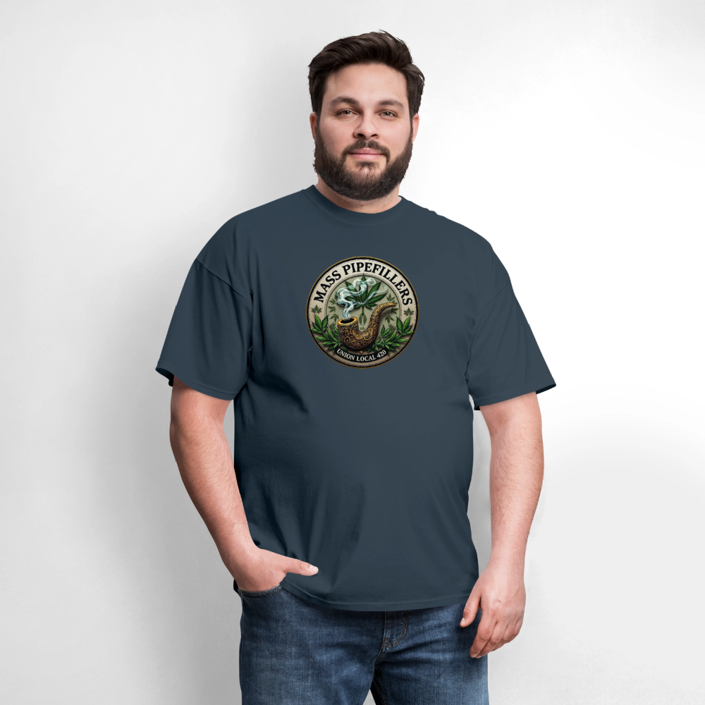 MASS PIPEFILLERS LOCAL 420 2 EMBLEM Men's T-Shirt -  blue dusk